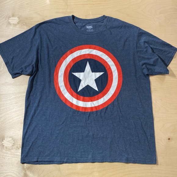 Marvel Men's Blue Captain America T-Shirt 2X (IY) - Picture 4 of 11
